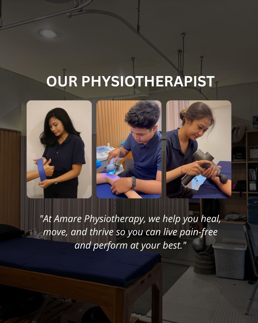 At Amare Physiotherapy, we help you heal, move, and thrive so you can live pain-free and perform at your best. (1)